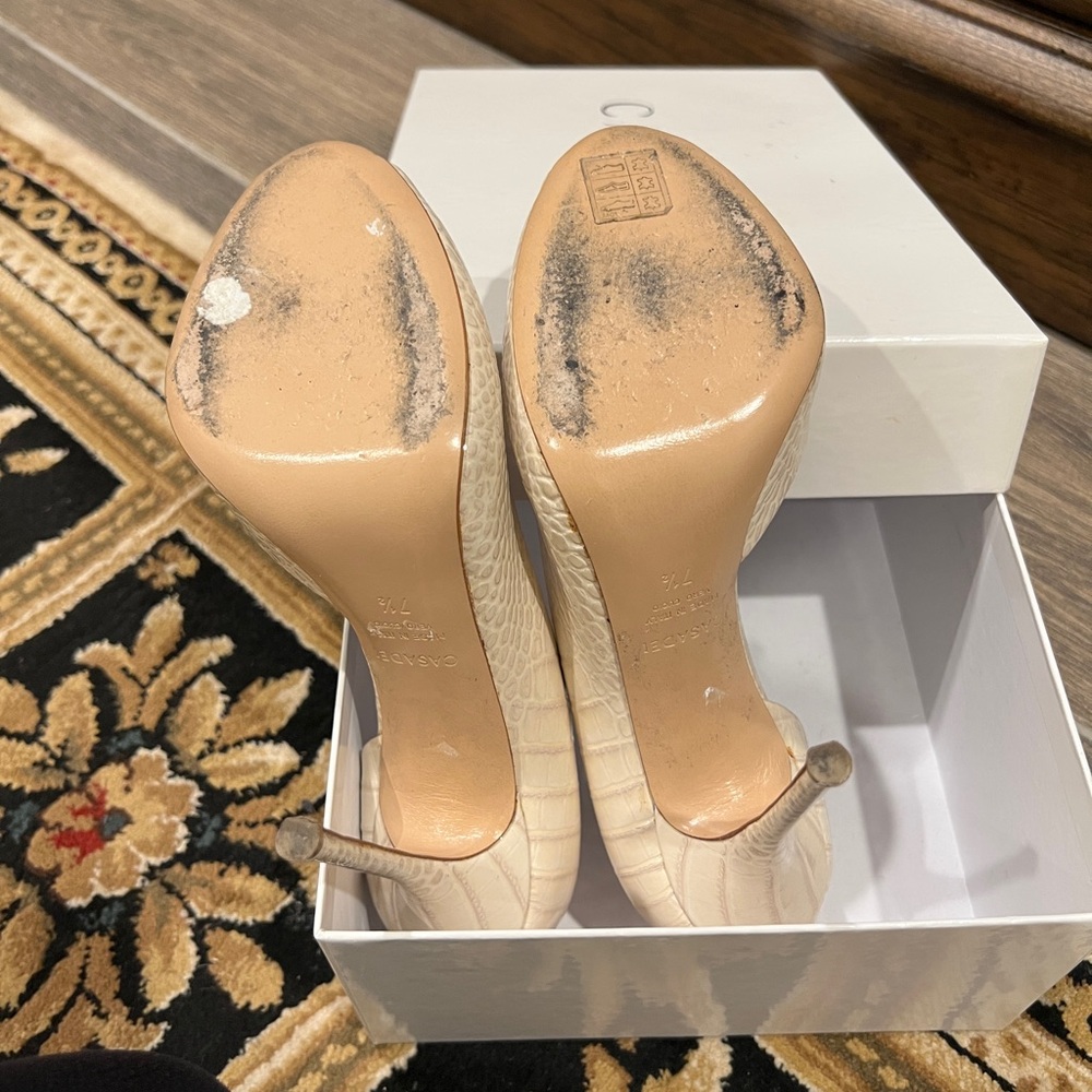 Casadei 
Leather Peep Toe Stiletto Heels 
Size 37 1/2 - Picture 6 of 9